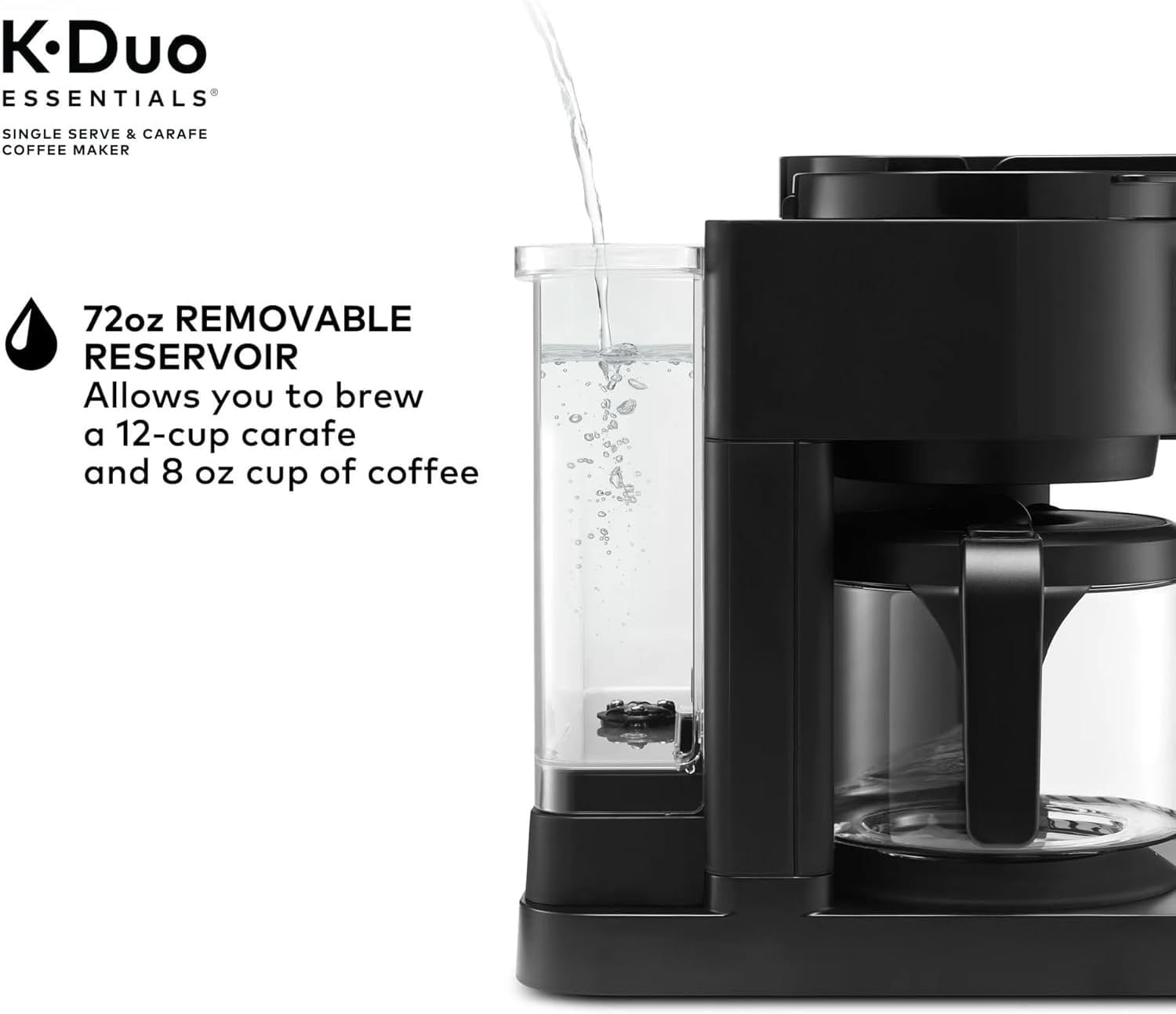 K-Duo Essentials Coffee Maker for Hot and Iced Drinks, Single Serve KCup Pod Brewer and 12 Cup Carafe Drip Coffee Pot, 72 oz Water Reservoir,Pause & Pour Feature, Perfect for Home & Office Use