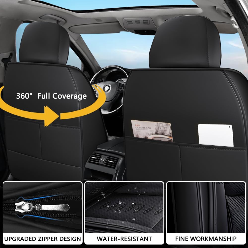 Front Seat Covers for Honda CR-V 2007-2025 2026,Leather Car Seat Covers,Soft Interior Accessories Seat Cushion Cover,Waterproof Automobile Seat Protectors for CR-V(Black,Standard)