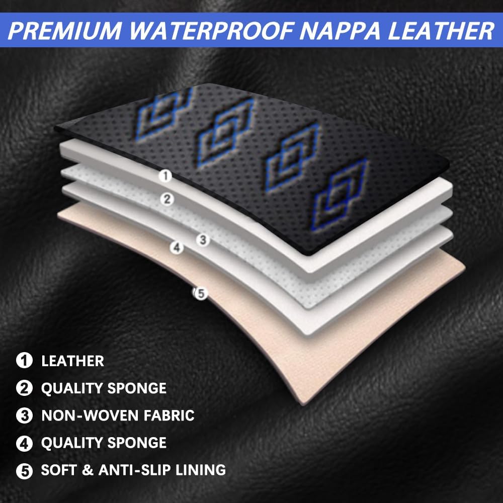 Car Seat Covers for Cadillac Eldorado 1997-2002,Waterproof Leather Seat Covers 2-Seats Standard,Car Interior Accessories with Airbag,Car Seat Protectors for Eldorado(Black+Blue)