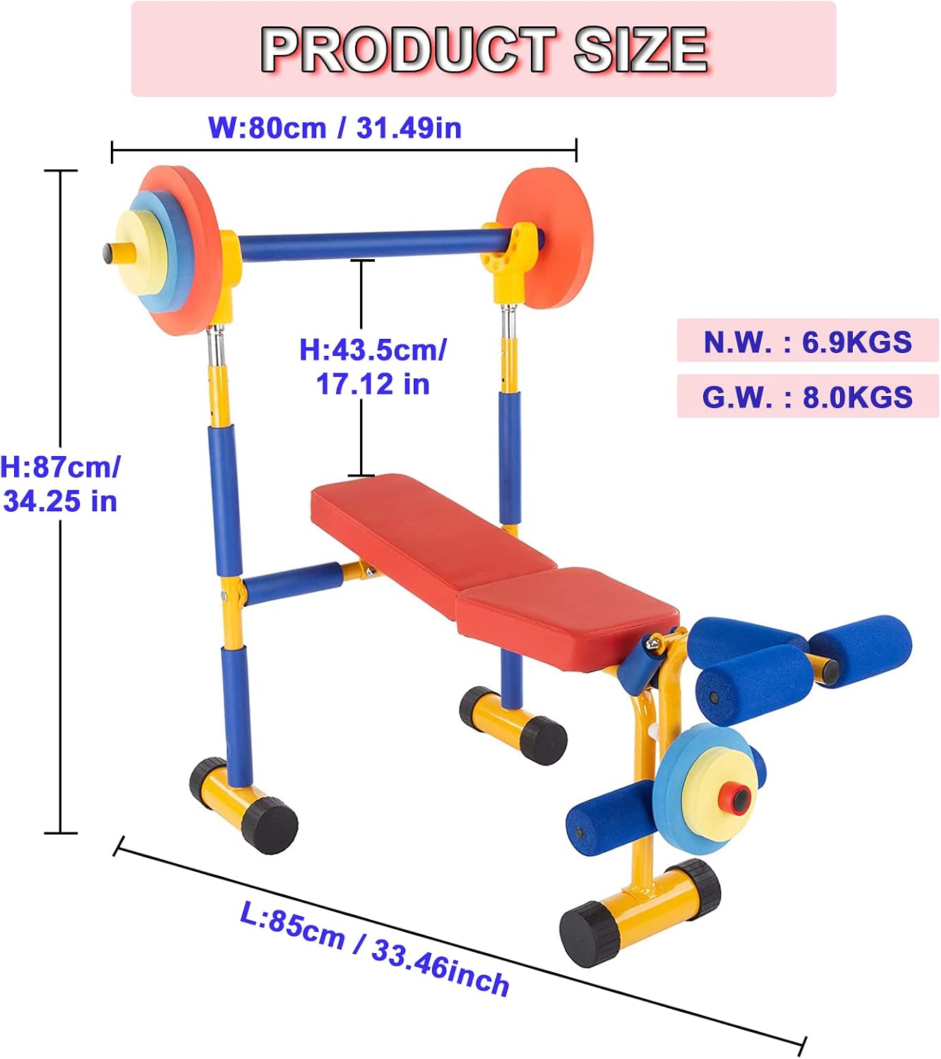 Kids Exercise Bike Fun and Fitness Exercise Equipment, Adjustable Resistance and Seat Height Kid Stationary Bike, for Boys Girls Ages 3-8 Year Old
