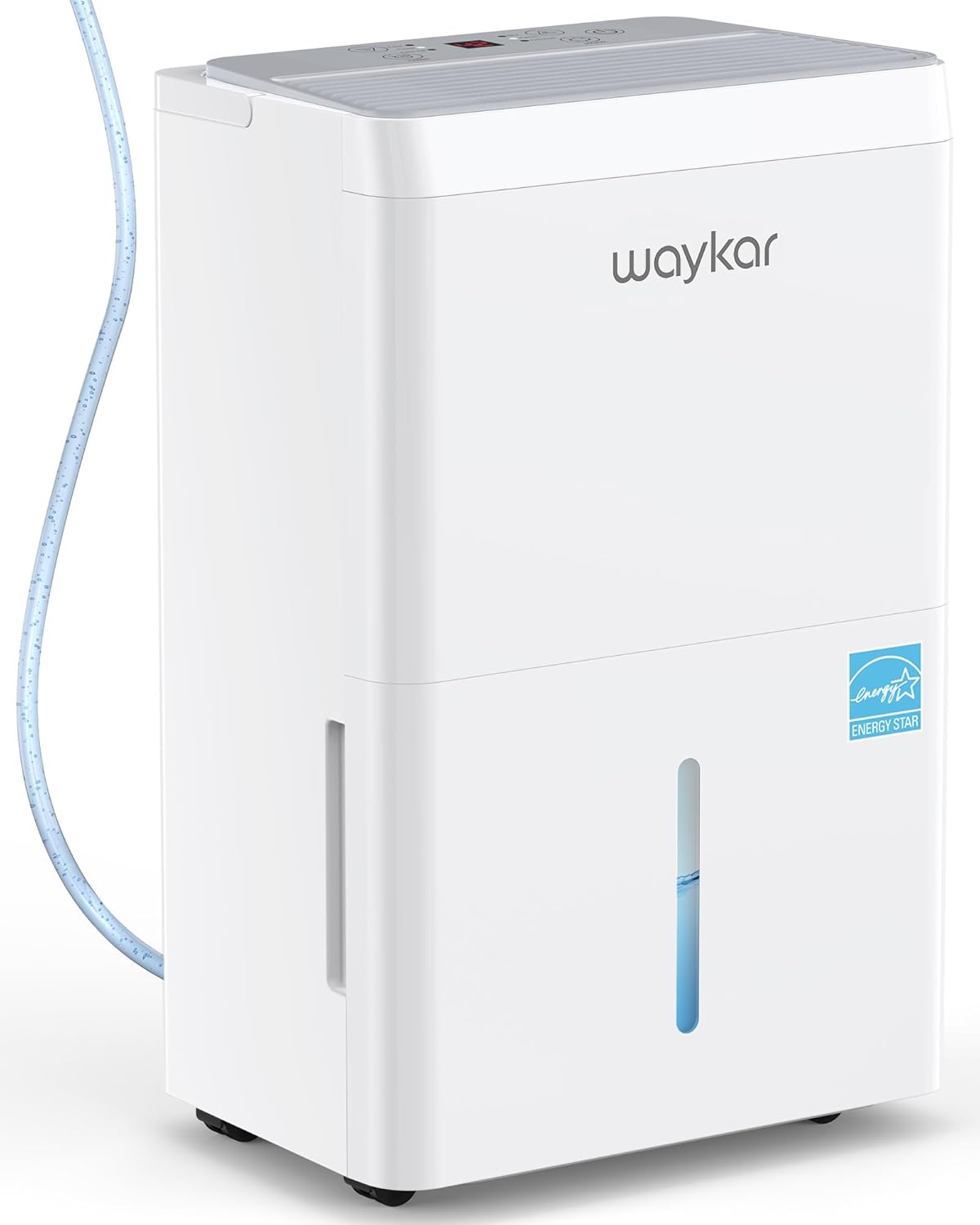 Waykar 150 Pint 2025 Energy Star Dehumidifier with Pump for Large Rooms up to 7,000 Sq. Ft. for Home, Basement, Commercial, Industrial, with Drain Hose & Tank, Auto Defrost, Smart Auto Comfort Mode