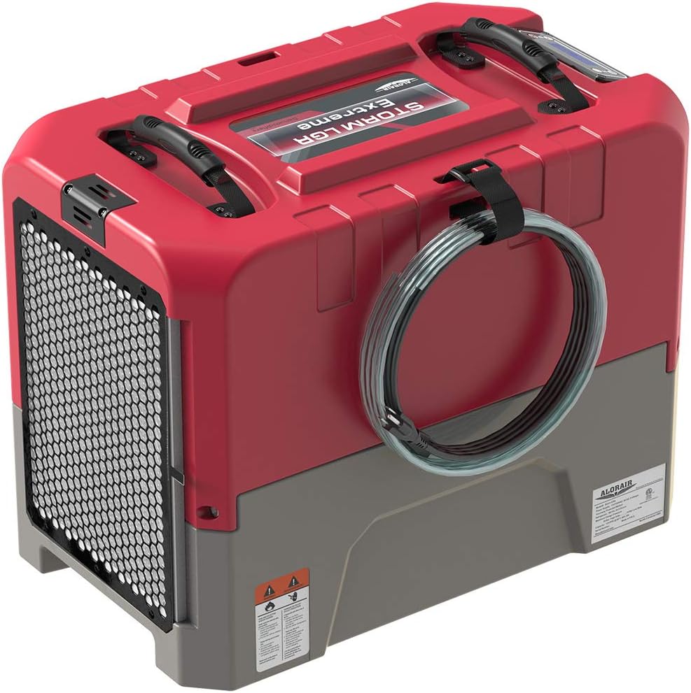 ALORAIR LGR Commercial Dehumidifier with Pump Drain Hose, 180 Pint Large Capacity Crawl Space Dehumidifier for Water Damage Restoration, Basements Warehouse & Job Sites, 5 Years Limited Warranty, Red