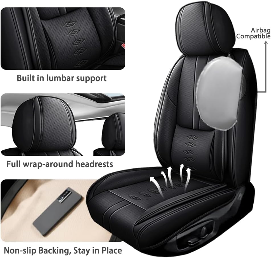 Full Set Seat Covers for Chevrolet 1500 1988-1999,Pick-up Truck Car Seat Cover,Truck Seat Cushion Covers with Airbag,Waterproof Automobile Seat Protectors for 1500(Black,Standard)