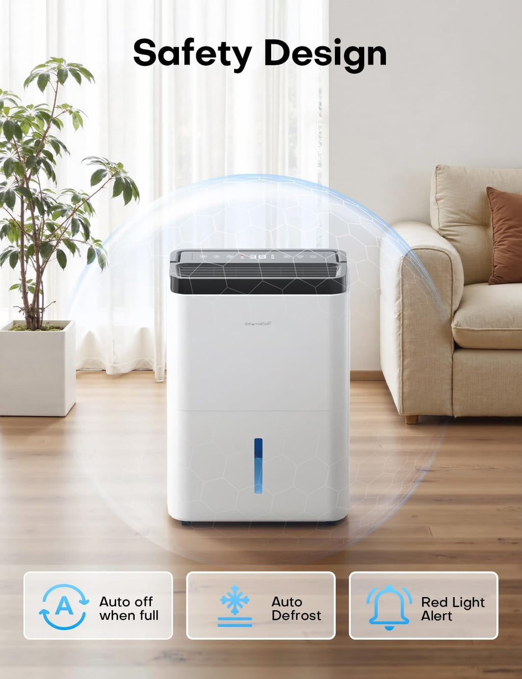 3000 Sq.Ft Dehumidifiers for Home with Drain Hose 35 Pints, Compressor Dehumidifier Smart Humidity Control, 3 Modes, 24H Timer, Auto-Defrost, Dry Clothes Dehumidifiers for Basement Bathroom Bedroom