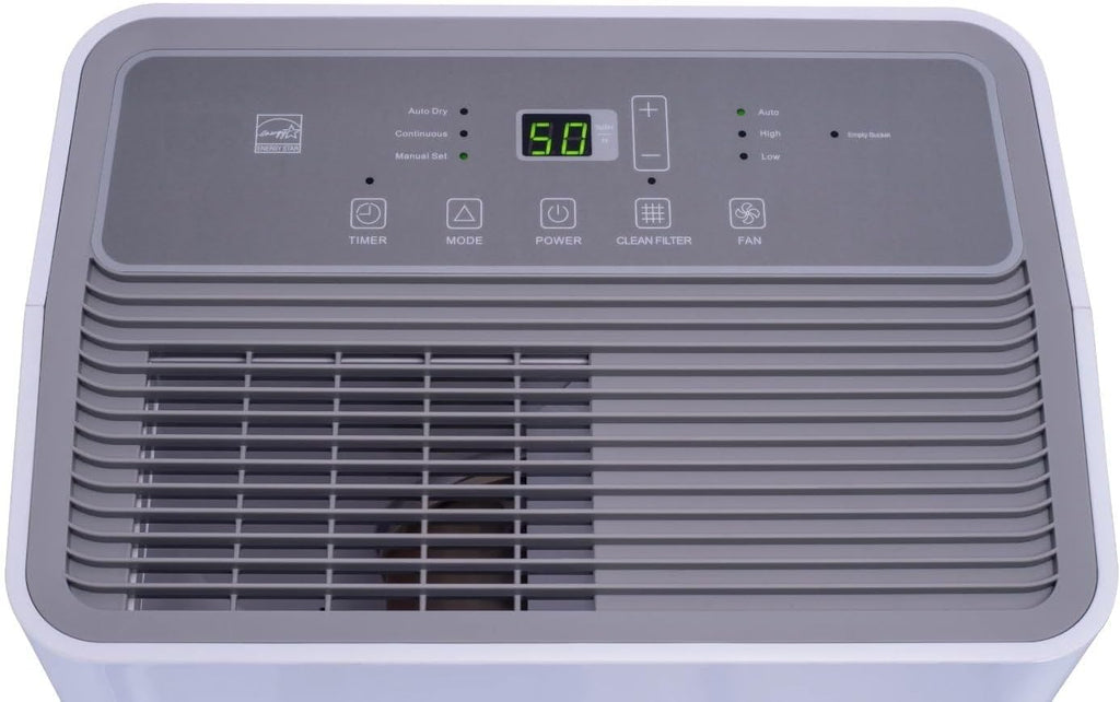 Restored Hisense 50-Pint Capacity, 4500 sq. ft. Coverage, 3-Speed Dehumidifier DH5024K1W (Refurbished)