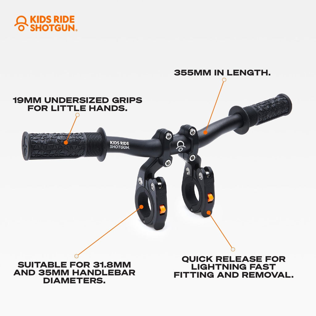 Kids Ride Shotgun - Child Bike Seat & Handlebar Combos - Front Mounted, for Children Aged 2~5 Years, Fits Most Adult Modern Mountain Bikes, Adjustable for Comfort