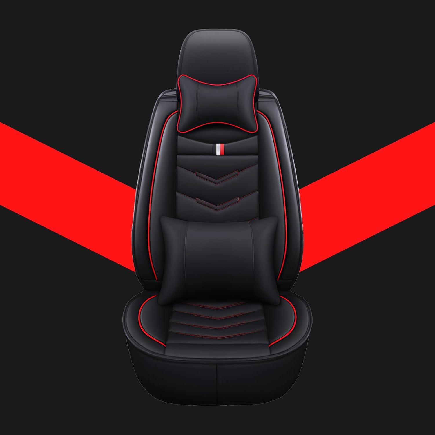 Car Seat Covers Fit for GMC Yukon XL 2000-2025, Leather Seat Covers for Car, Waterproof Non-Slip Durable Car Seat Protector(5 Seats with Pillow,Black Red)