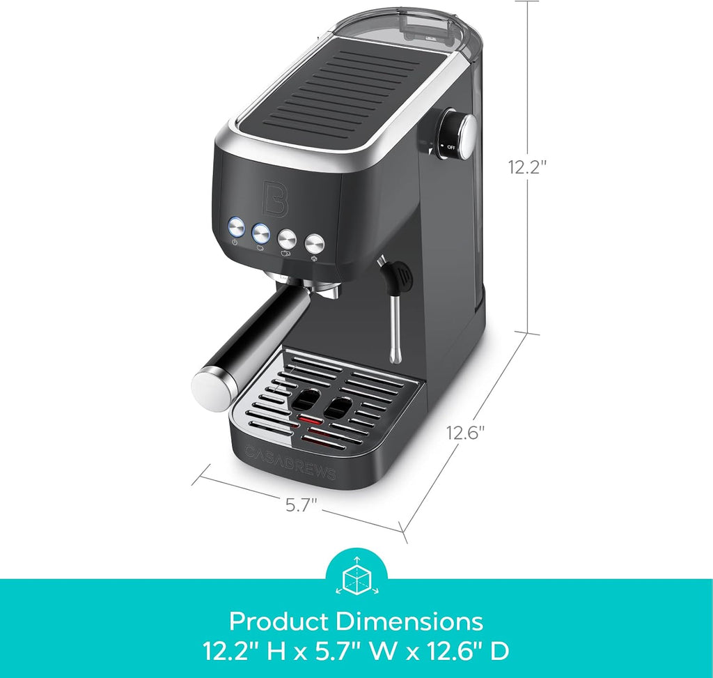 CASABREWS 3700 Essential Espresso Machine 20 Bar, Professional Espresso Coffee Machine with Steam Milk Frother, Coffee Maker Cappuccino Latte Machine with 43.9oz Removable Water Tank, Black