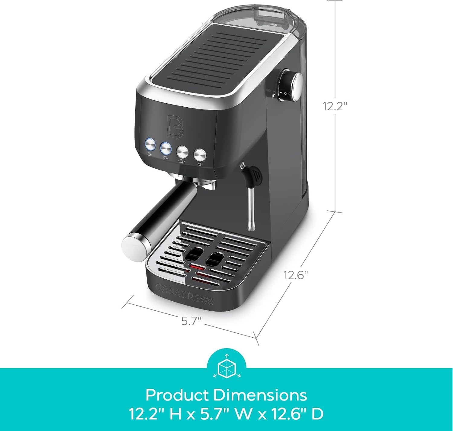 CASABREWS 3700 Essential Espresso Machine 20 Bar, Professional Espresso Coffee Machine with Steam Milk Frother, Coffee Maker Cappuccino Latte Machine with 43.9oz Removable Water Tank, Black