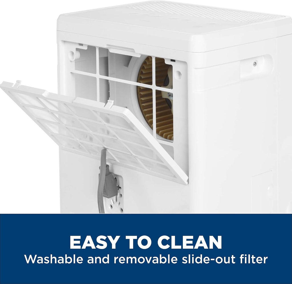 GE Smart Portable Dehumidifier w/WiFi for Basement, Bedroom, Bathroom, Garage, Large Rooms up to 4500 Sq Ft, 50Pint w/Removable Bucket & Continuous Drain Connect for Auto/Manual Drainage