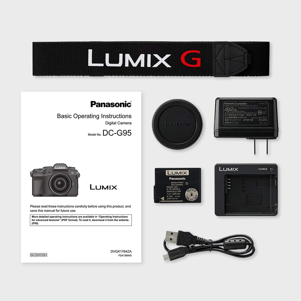 Panasonic LUMIX G95D 20.3 Megapixel Mirrorless Camera, 12-60mm F3.5-5.6 Micro Four Thirds Lens, 5-Axis Dual I.S. 2, 4K 24p 30p Video, Pre-Installed V-Log L, 3' OLED Touchscreen - DC-G95DMK(Black)