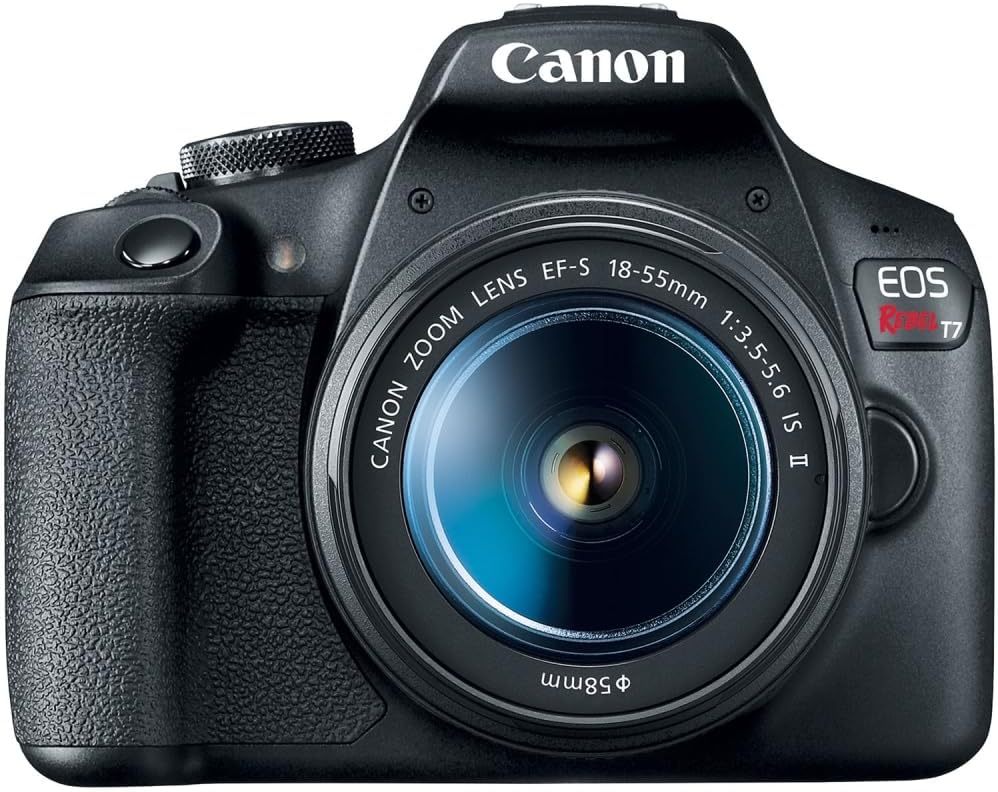 Canon EOS Rebel T7 DSLR Camera with 18-55mm Lens Bundled with 64GB Memory Card + Camera Bag + 58mm UV Filter + Microfiber Cleaning Cloth (5 Items)