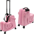 Ride-on Luggage, 20'/24' Carry on Suitcase with Universal Wheels Portable Trolley Luggage with Password Lock & Safety Belt, Unisex Riding Suitcase for Ages 3-6 within 180 lbs, Pink