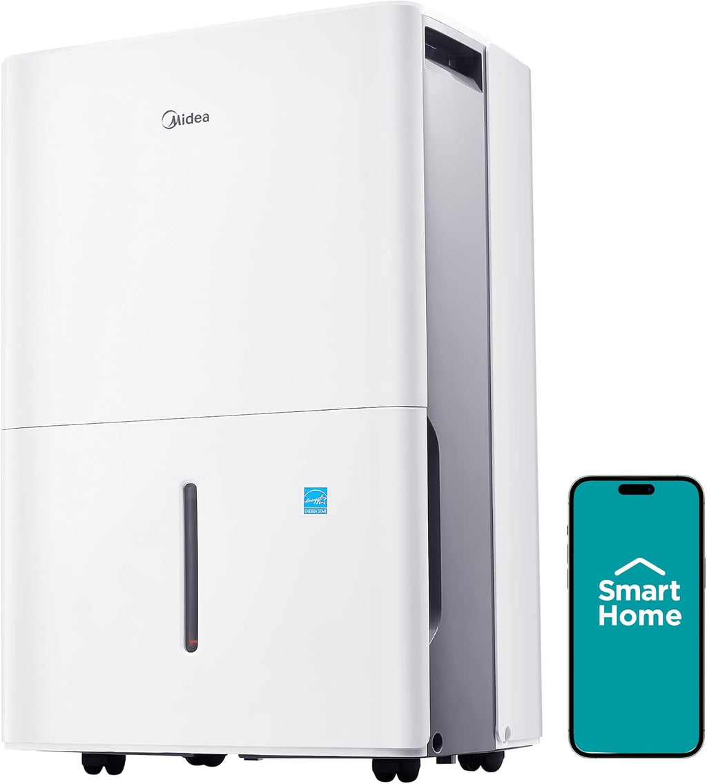 Midea 1,500 Sq. Ft. Energy Star Certified Dehumidifier With Reusable Air Filter 22 Pint - Ideal For Basements, Large & Medium Sized Rooms, And Bathrooms (White)