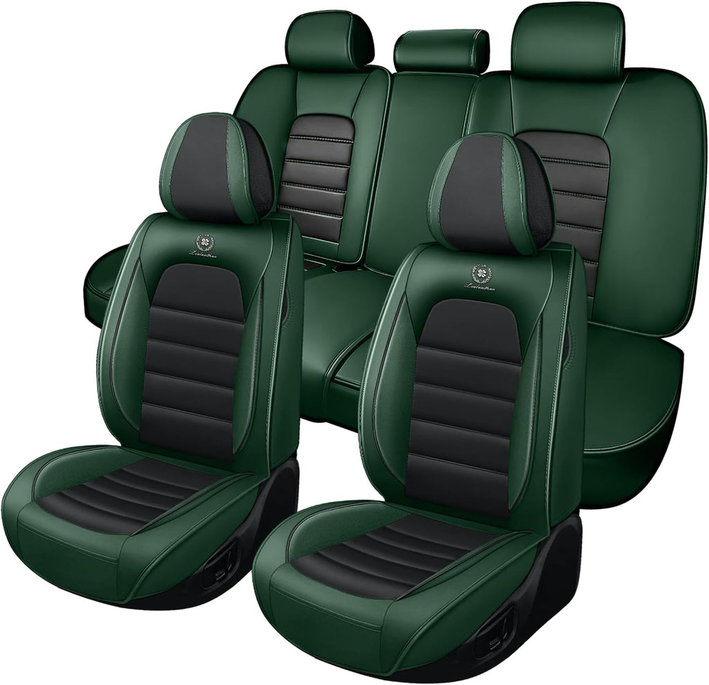Car Seat Cover Fit for Mini Cooper 2002-2012,Compatible Airbag Non-Slip Waterproof Seat Cover,Car Seat Protector Premium Interior (Standard 5 Seats,Black Green)