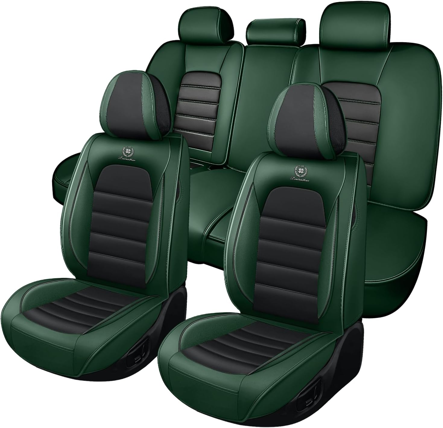 Car Seat Cover Fit for Mini Cooper 2002-2012,Compatible Airbag Non-Slip Waterproof Seat Cover,Car Seat Protector Premium Interior (Standard 5 Seats,Black Green)