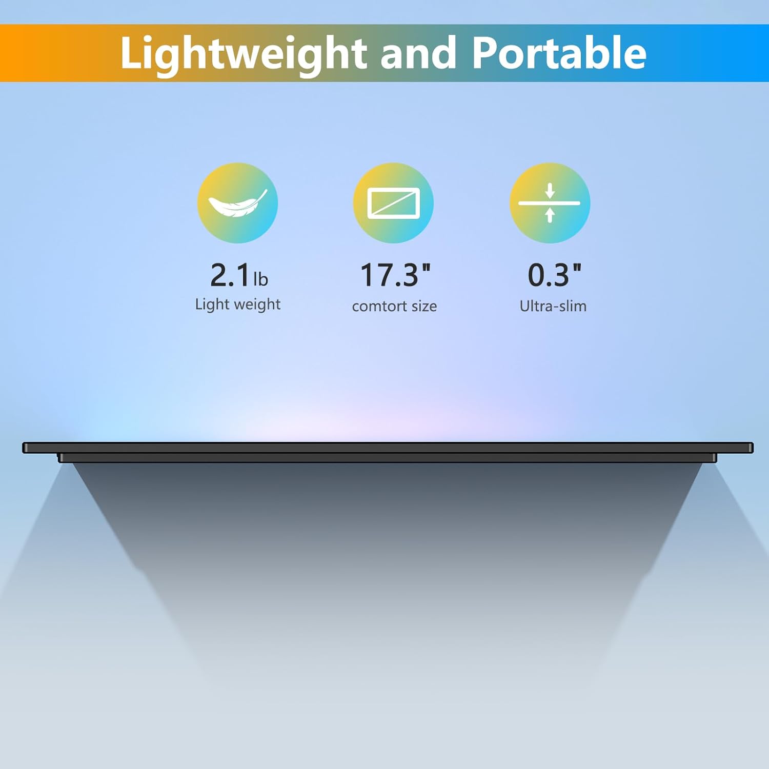 WGK Portable Monitor Narrow Edge 17.3' 1080P FHD 144Hz USB-C HDMI Gaming PC IPS HDR Screen for Travel PC Mac Phone Xbox PS5 Switch Laptop with Smart Cover and Built-in Speakers