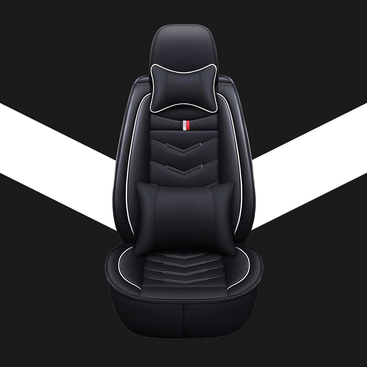 Car Seat Covers Fit for Toyota Sienna 2000-2025, Leather Seat Covers for Car, Waterproof Non-Slip Durable Car Seat Protector(2 Seats with Pillow,Black White)