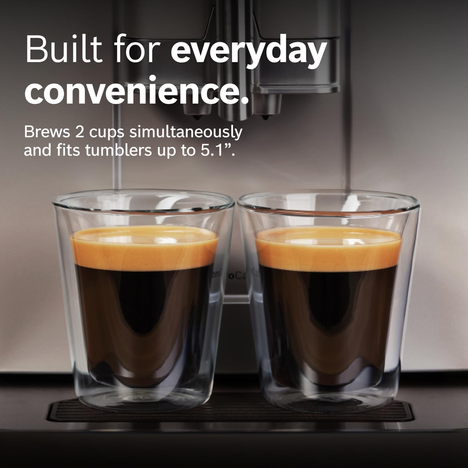 Bosch Fully Automatic Coffee and Espresso Machine - One-Touch Drinks, Barista Style, Double Cup Super Coffee Maker - Large Bean Capacity - Easy Clean, Maintenance - Silver- TIU20307
