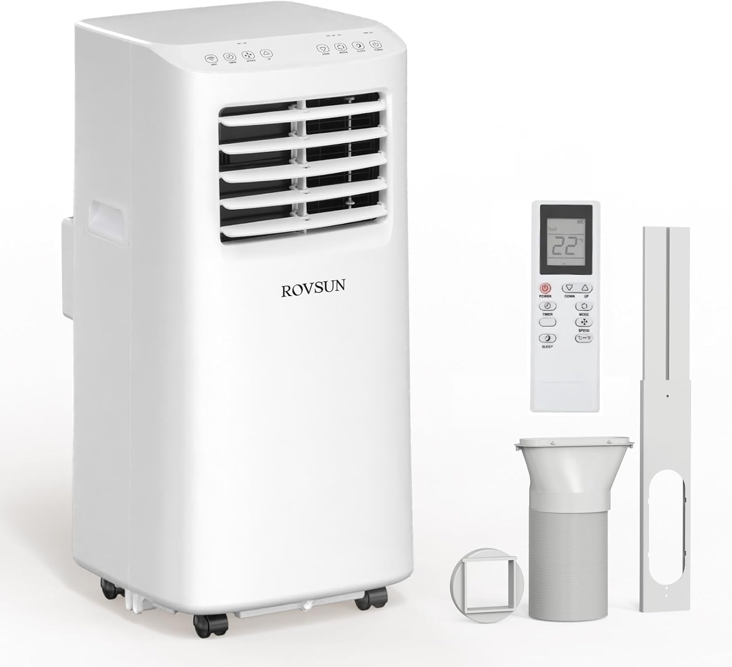 ROVSUN 8000 BTU Portable Air Conditioner with Remote Control, 3-in-1 Room AC Unit, Fan & Dehumidifier with Digital Display, 24H Timer & Installation Kits for Home Office Dorm