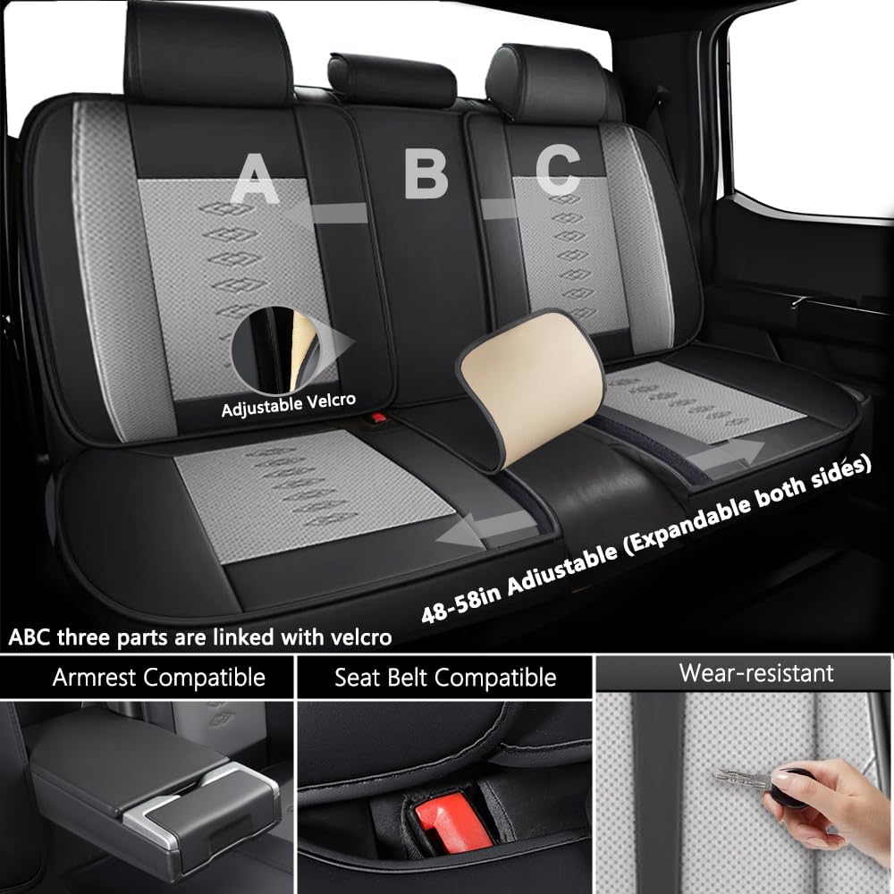 Full Set Car Seat Covers for Chevy Equinox 2005-2025 2026 Leather Seat Covers Waterproof Front Seats&Rear Car Seat Protectors Breathable Seat Cover Black&Grey