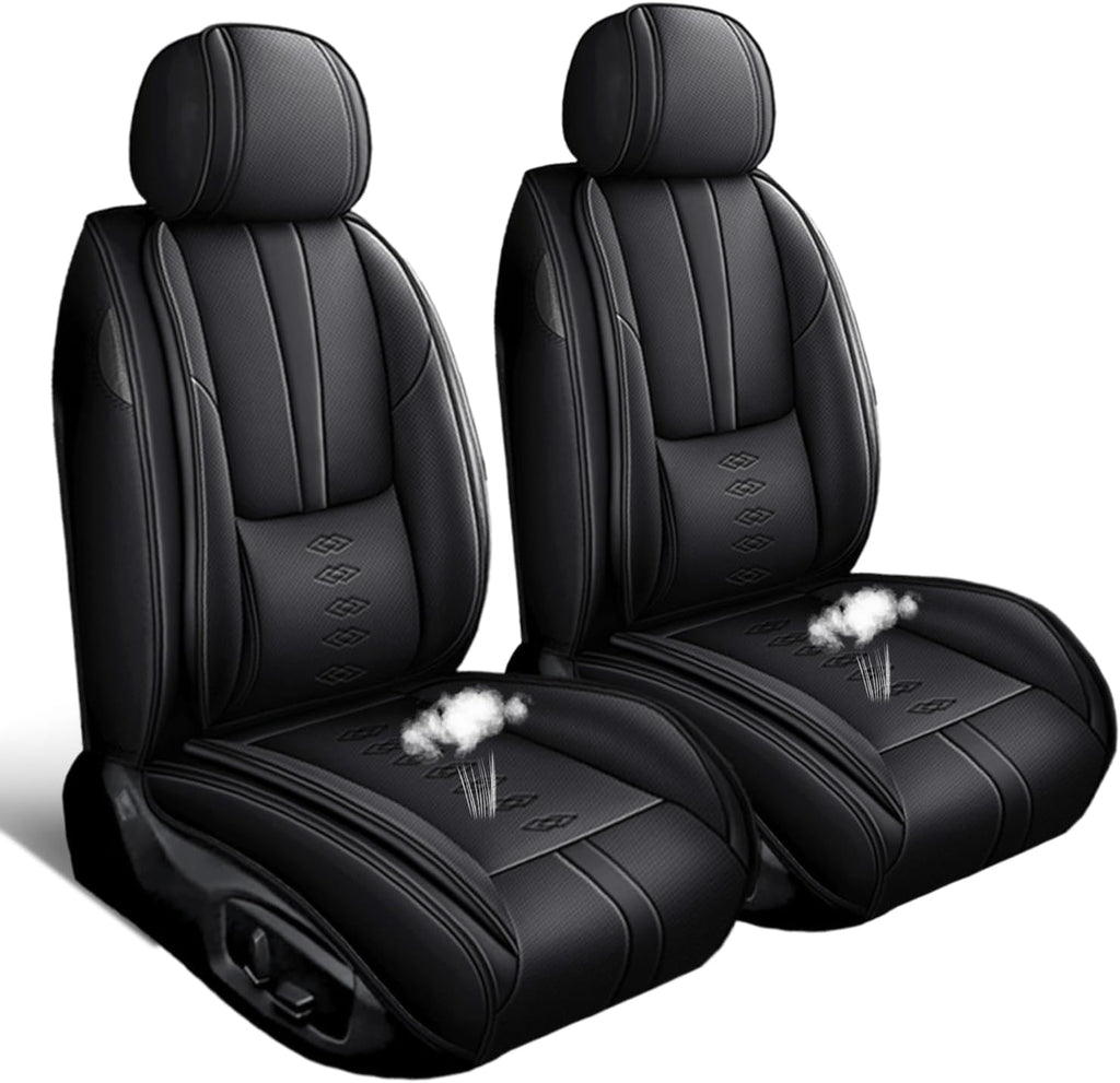 Car Seat Covers 2 Seats Fit for Mitsubishi Montero 1999-2005,Waterproof Leather Seat Covers,Airbag Compatible,Car Seat Protectors Interior Sets(Front Set,Black)