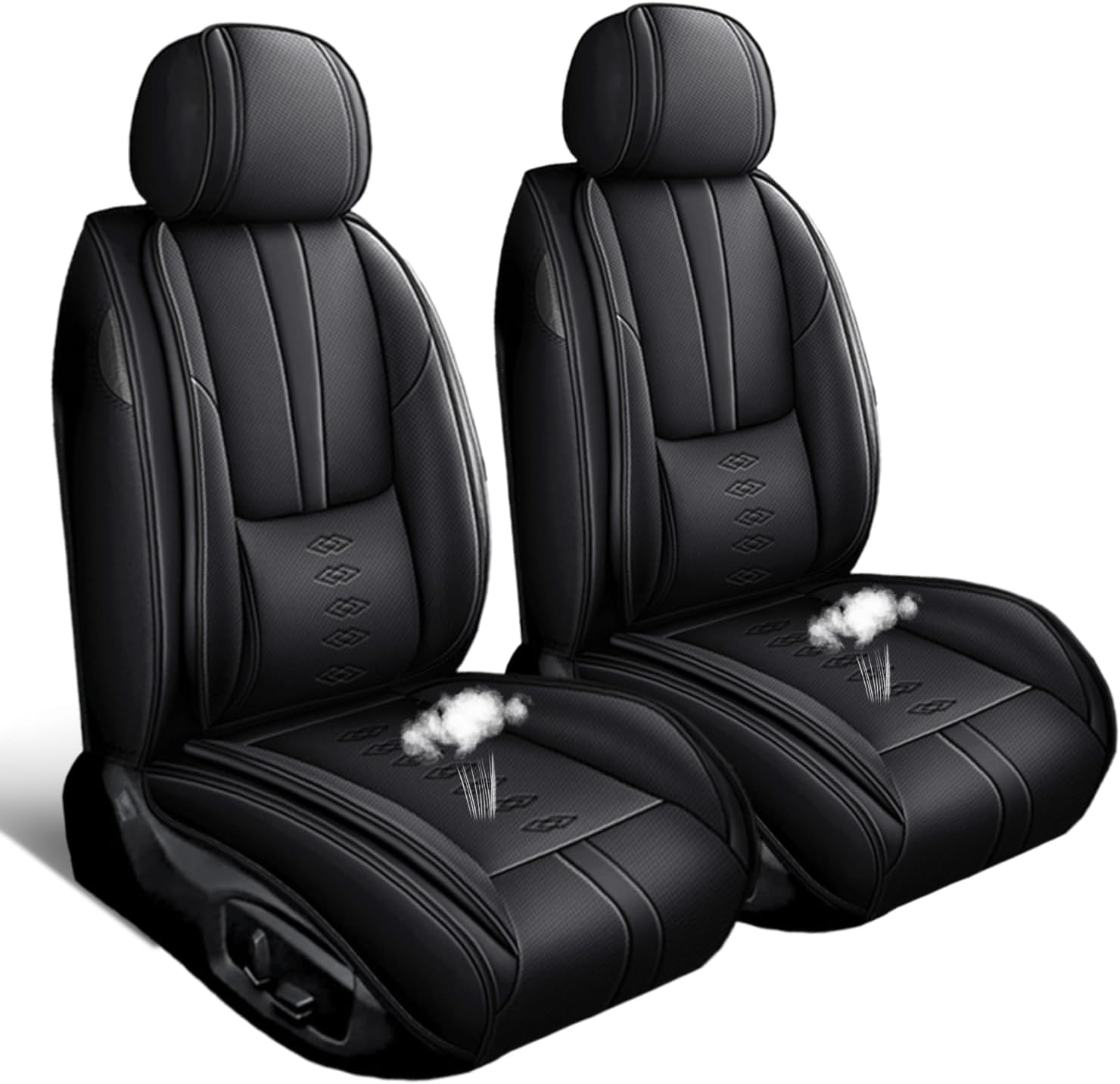 Car Seat Covers 2 Seats Fit for Mitsubishi Montero 1999-2005,Waterproof Leather Seat Covers,Airbag Compatible,Car Seat Protectors Interior Sets(Front Set,Black)