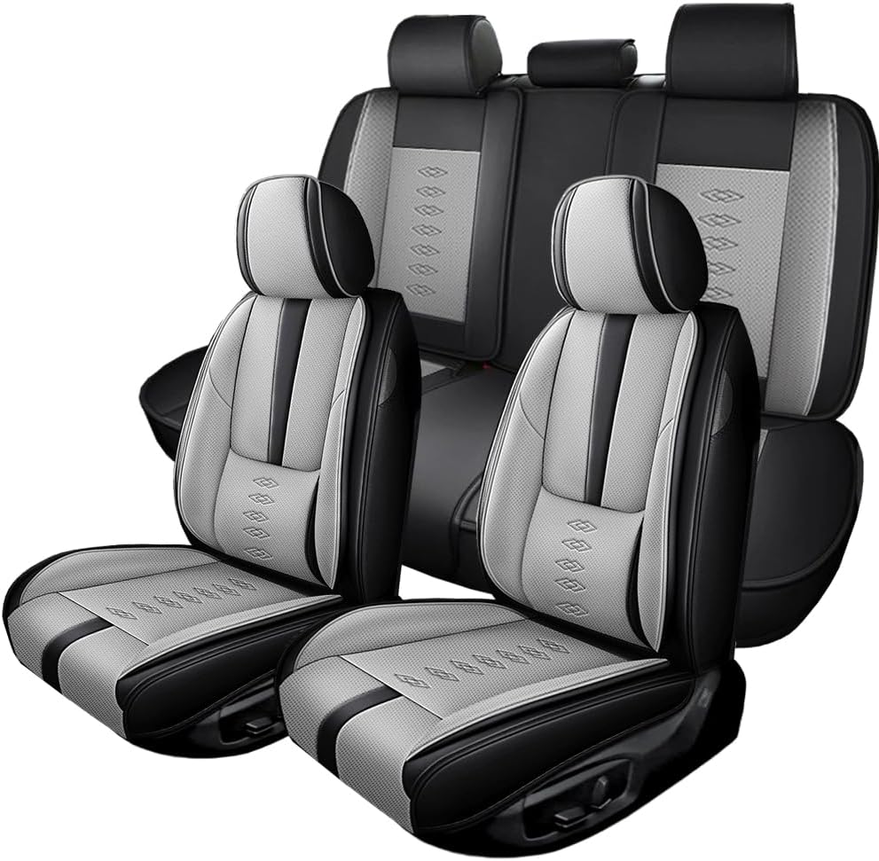 Full Set Seat Covers for Lincoln Nautilus 2019-2024 2025,Leather Car Seat Cover,Soft Seat Cushion Covers with Airbag,Waterproof Automobile Seat Protectors for Nautilus(Black Gray,Standard)
