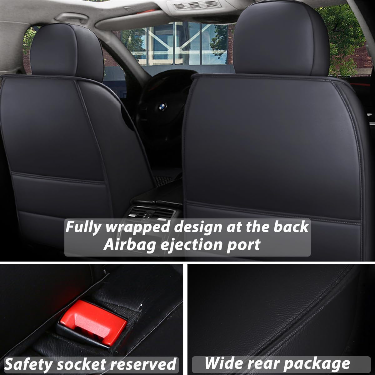 Car Seat Covers Full Set for Nissan Pathfinder 2015-2025 Leather Seat Covers, Waterproof Non-Slip Breathable and Wear Seat Cover, Car Seat Protector Adapted Airbags（Standard, Beige）