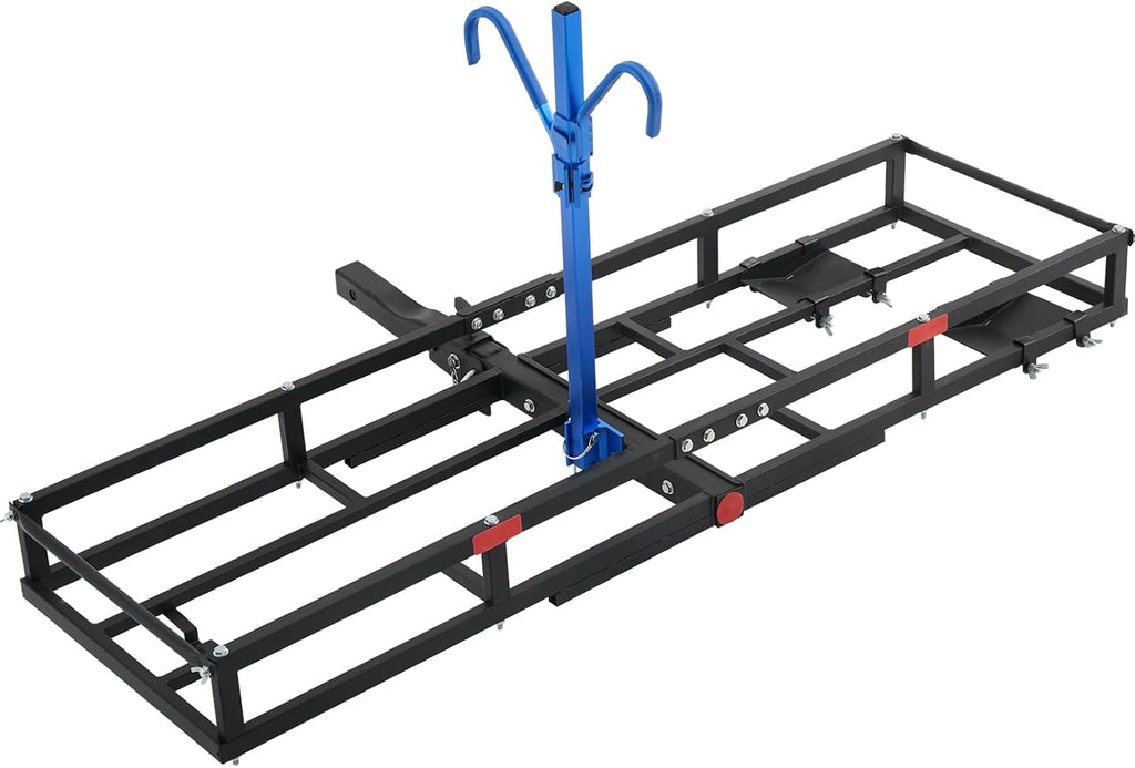 Hitch-Mount Bike Rack for Ebike Heavy-Duty - Comes with Cargo Carrier Fits 2 Electric Fat-Tire Mountain Bicycles Fits 2' Receiver for Car SUV Truck RV Minivan (Blue)