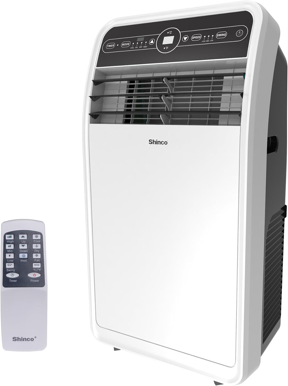 Shinco 10,000 BTU Portable Air Conditioner with Heater up to 400 Sq. Ft, Ac Heater Combo Window Unit, Portable AC Unit with Dehumidifier & Fan, Cools & Heats,Remote Control and Window Kit