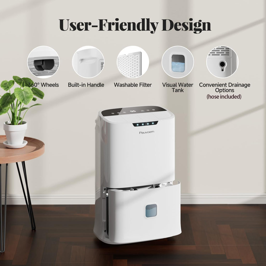 Energy Star 2024 Dehumidifier for Basement & Home, Up to 5500 Sq. Ft, 90 Pint Smart Wi-Fi Control, 1.45 Gal Tank with Drain Hose, 3 Modes, Auto Defrost, Timer & Child Lock