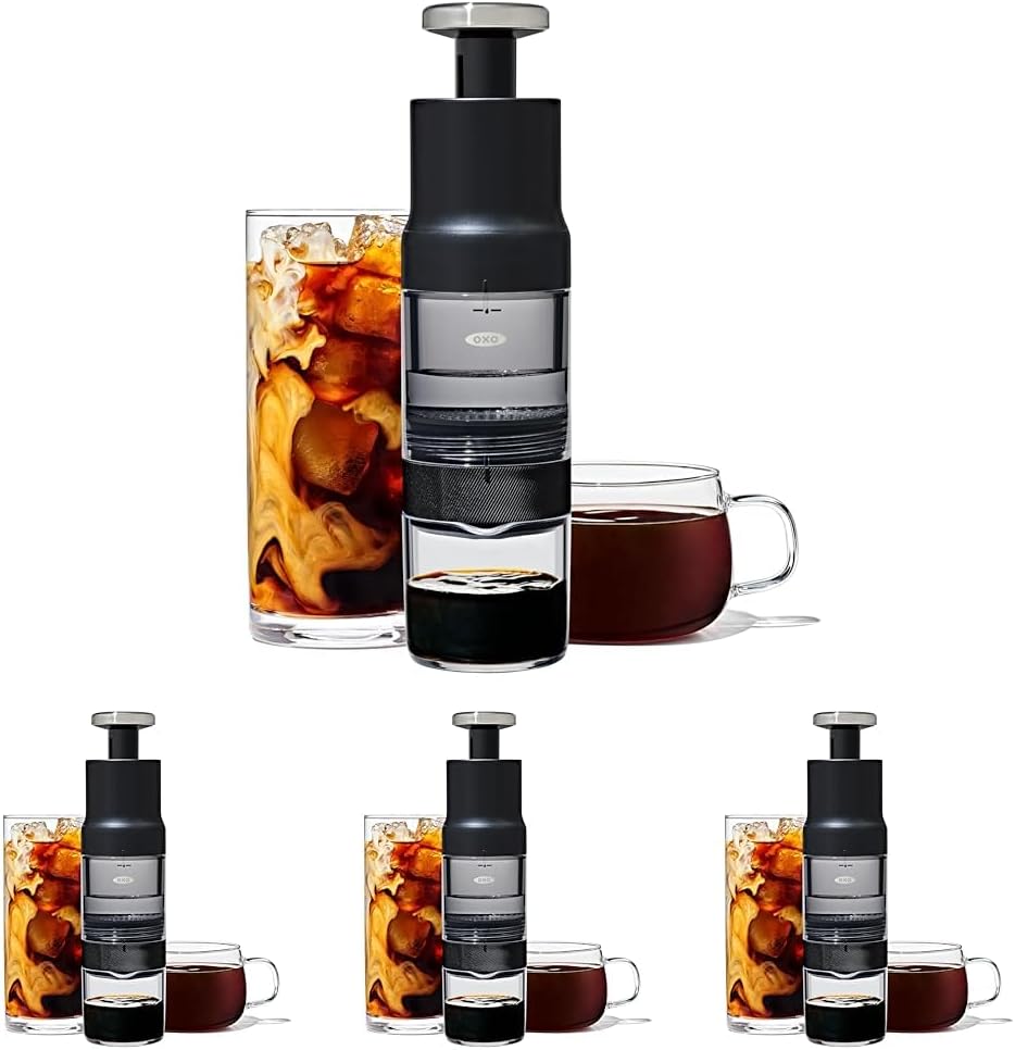 OXO Brew Rapid Brewer - Portable Coffee Maker,Fast Manual Hot & Cold Brew,Small Handheld Brewer,Compact Travel Coffee Maker,(Pack of 4)