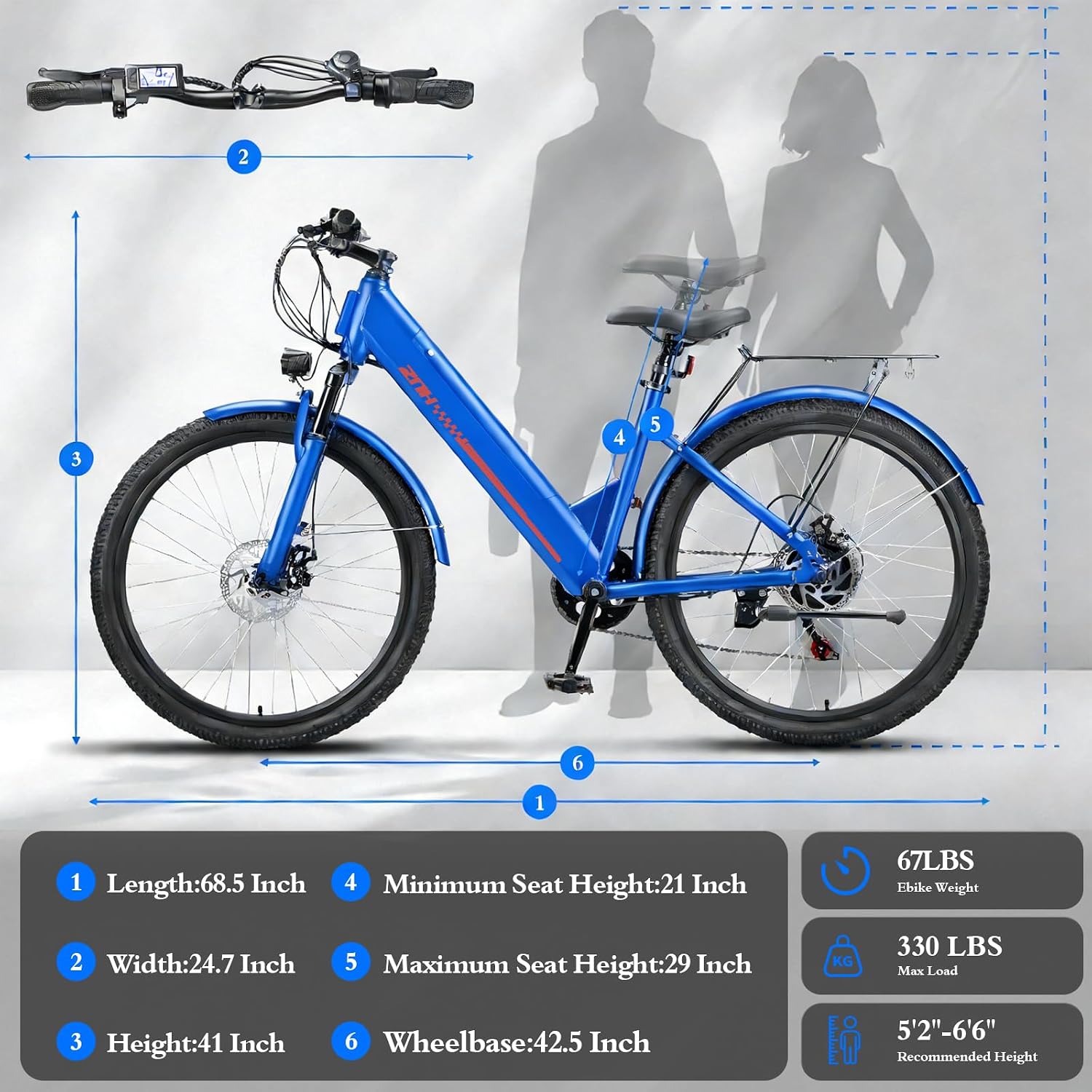 ZNH Electric Bike for Adults, 1000W Peak Motor 28MPH Mountain Ebike, 48V 13Ah Removable Battery Up to 65 Miles, 26' Electric Bicycle with 21-Speed Gear & Front Suspension, UL 2849 Certified