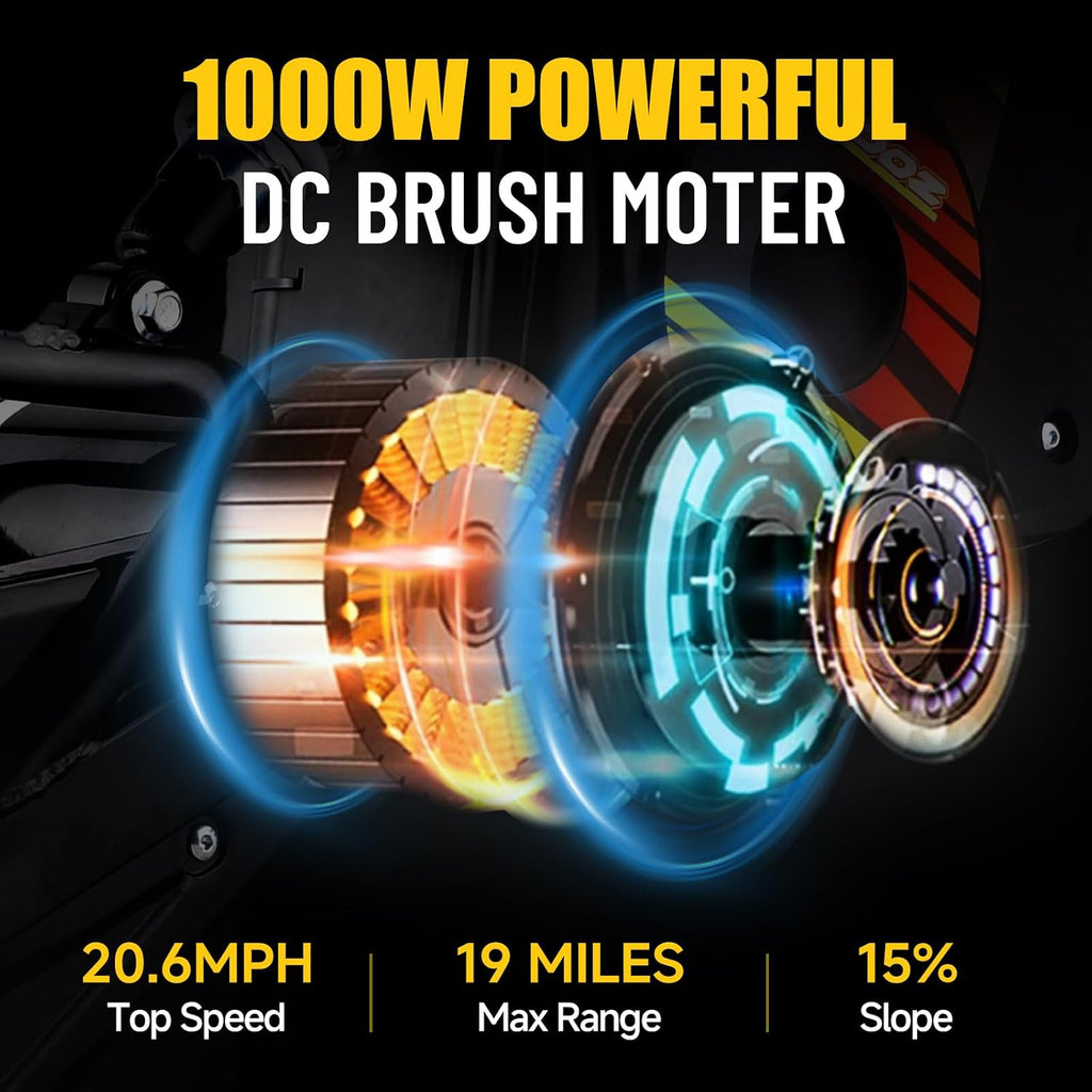 KOOZ HP112E PRO 36V 1000W Electric Dirt Bike for Kids, 3 Speed Modes Teen Electric Motorcycle Up to 20.6 MPH& 19 Miles Long-Range, Dual Suspension & Disc Brake, 16' Sturdy Tire