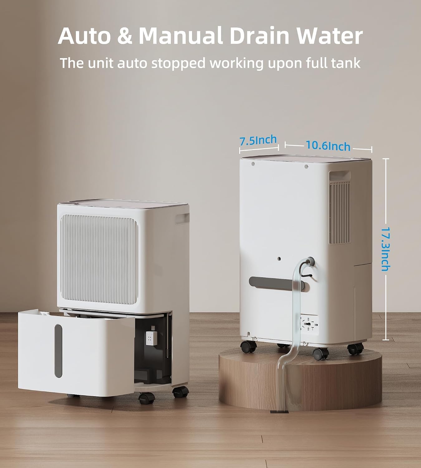 VEAGASO 2500 Sq. Ft Dehumidifier for Basement, 34 Pint Dehumidifiers For Home, Large Room, Auto Drain or Manual Drainage, Digital Control Panel, Auto Defrost, 24H Timer