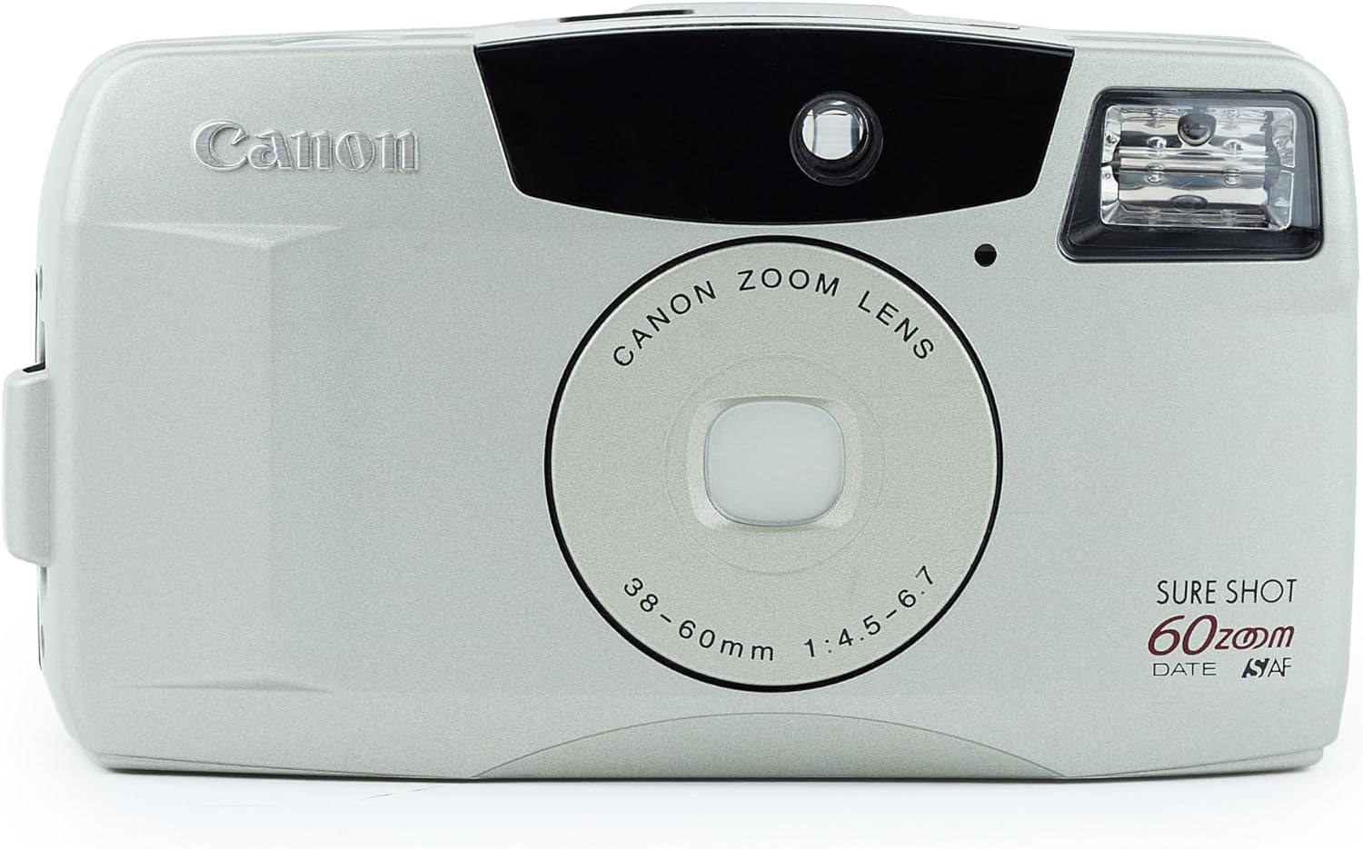 Canon Sure Shot 60 Zoom SAF 35mm Point and Shoot Film Camera w/Canon Zoom Lens 38-60mm. Built-in flash and film rewinder. (Renewed)