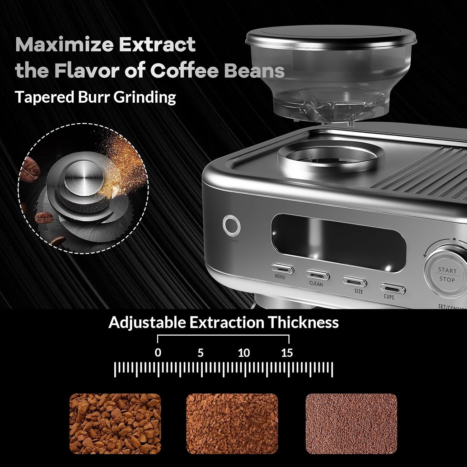 Semi-Automatic Espresso Machine, Dual Boiler 20 Bar Coffee Maker With Grinder 30 Size Setting, Expresso Coffee Machines With Steam Wand for Cappuccino Latte, 95 Oz Removable Water Tank