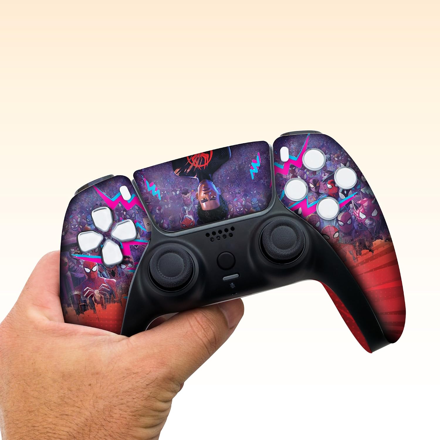 Miles Moraales Spiidervers Custom PS-5 Controller Wireless compatible with Play-Station 5 Console by BCB Controllers | Proudly Customized in USA with Permanent HYDRO-DIP Printing (NOT JUST A SKIN)