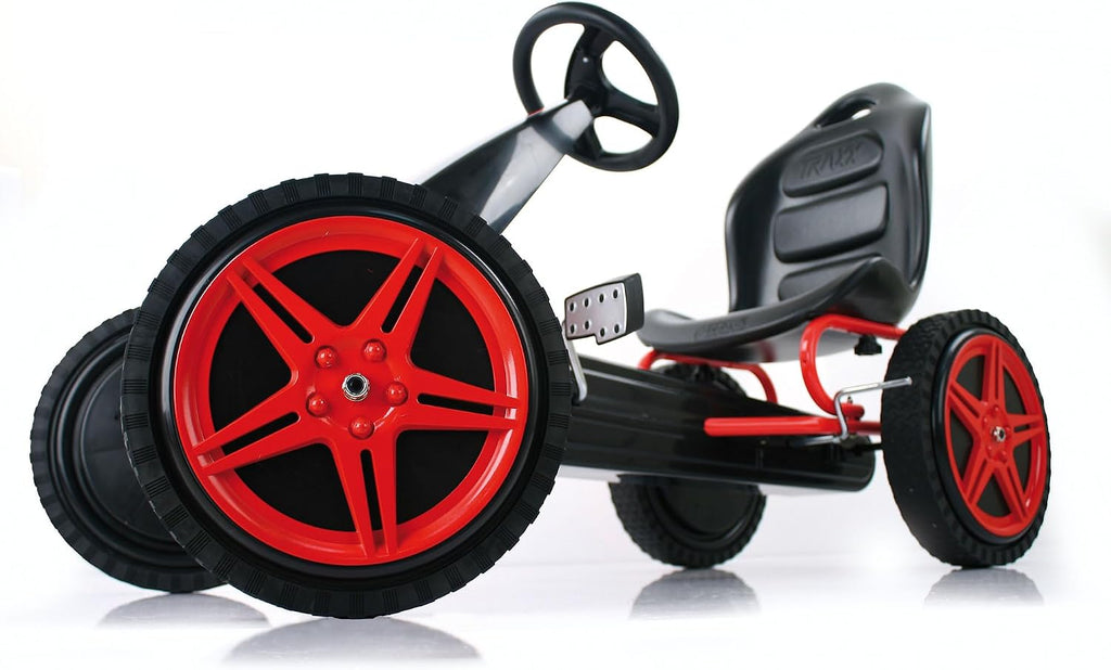 hauck Kids Pedal Go Kart, Hurricane 4 Wheel Bike Cart with Rubber Tires, Ages 4-10, Red - Outdoor Ride-On Bicycle Karts with Wheels for Boys and Girls