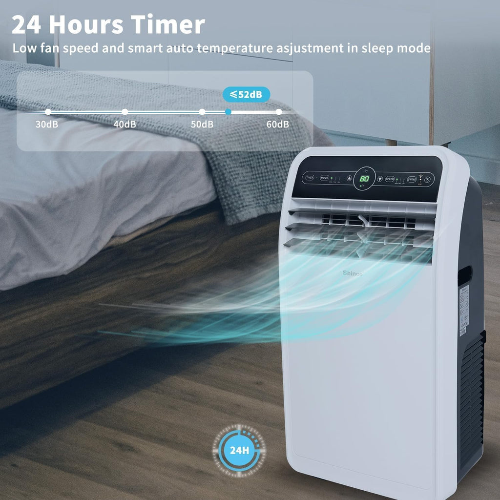 Shinco 12,000 BTU Portable Air Conditioner, Portable AC Unit with Built-in Cool, Dehumidifier&Fan Modes for Room up to 400 sq.ft, Room Air Conditioner with Remote Control, 24 Hour Timer