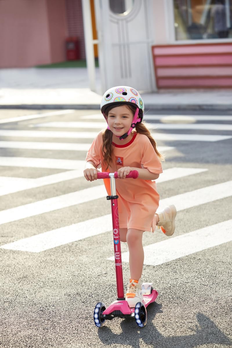 Micro Kickboard | Maxi LED Kids Scooter for Ages 5-12 | Children up to 110 lbs | 3 Wheel Lean-to-Steer Design | Adjustable T Bar | Smooth Ride, Motion Activated PU LED Wheels | Swiss Design