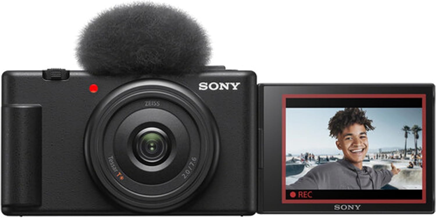 Sony ZV-1F Content Creator's Ultimate Kit: 128GB Extreme Memory, Mic, Video Light, Editing Software U-Grip, and Tripod Bundle (21pc)