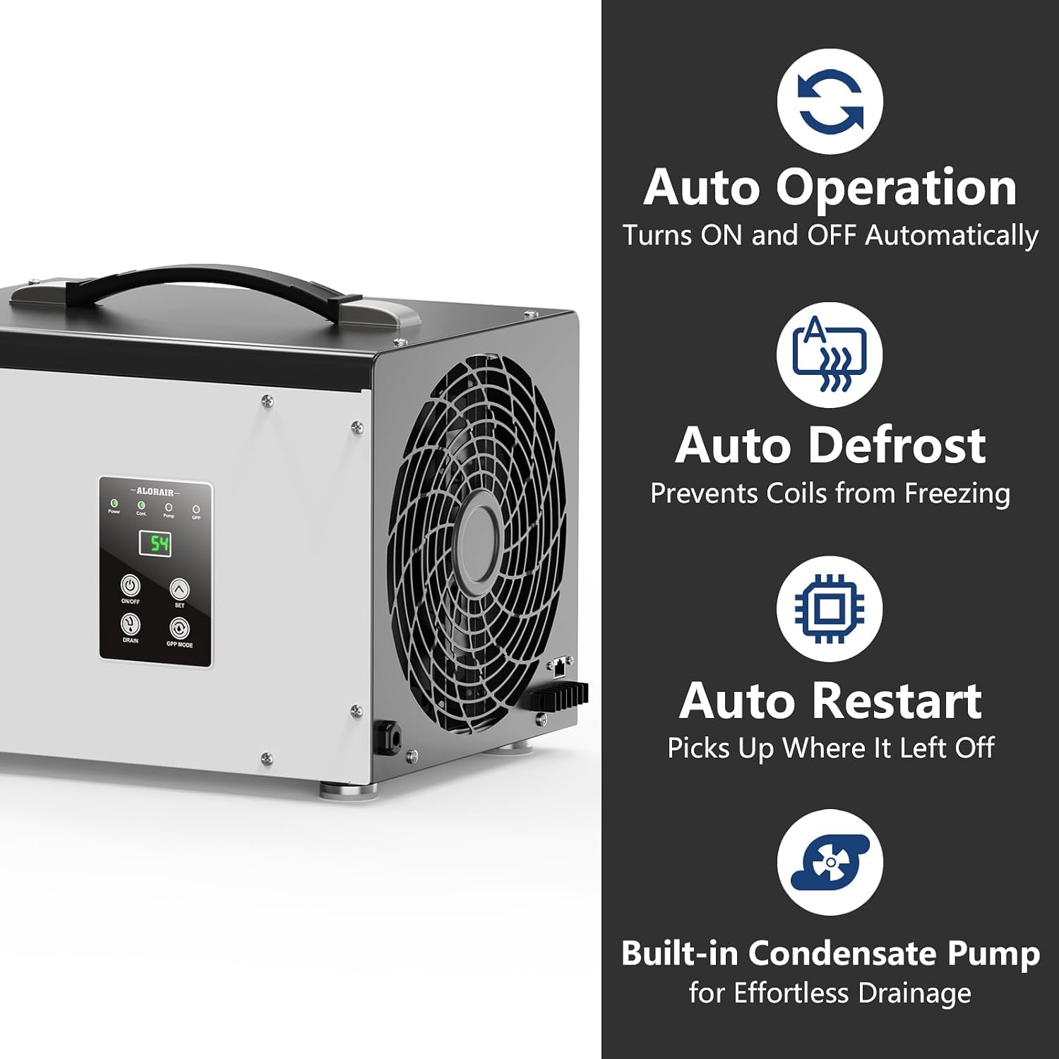 ALORAIR Crawl Space/Basement Dehumidifier 70 Pint with Pump, Automatic Defrost, Up to 1000 Sq Ft Commercial Dehumidifier, Memory Start, cETL Listed