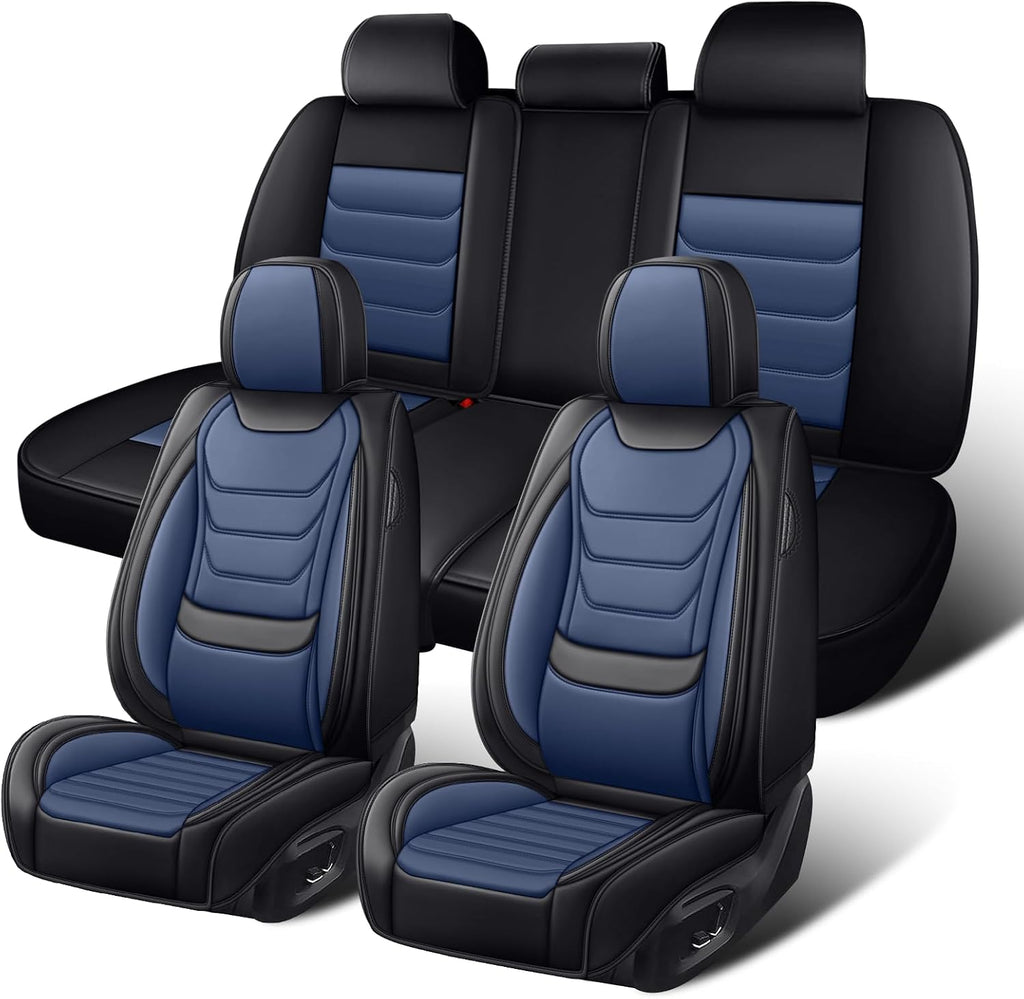 Fit for Lexus GX 460 2010-2023 Custom Seat Covers, PU Leather Car Seat Covers, Full Coverage Protection, Thick Cushioning Seat Protectors(Standard Full Set/Black Blue)