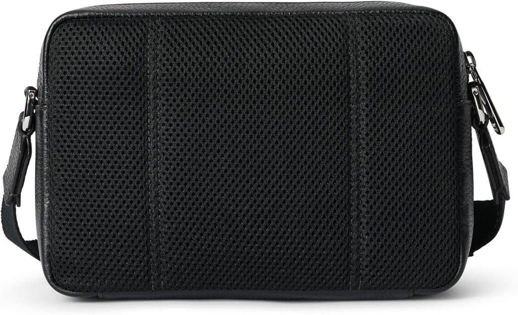 ECCO Unisex Camera Crossbody Bag, BLACK PEBBLED LEATHER, Small