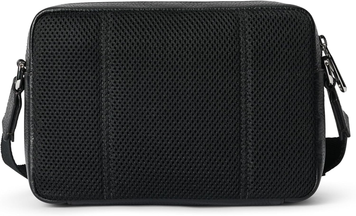 ECCO Unisex Camera Crossbody Bag, BLACK PEBBLED LEATHER, Small