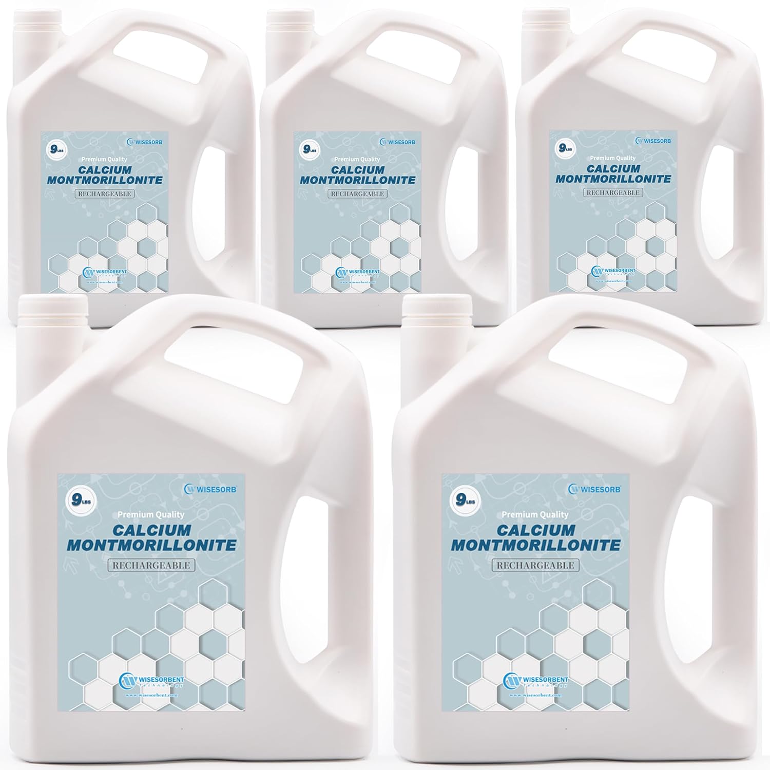 Wisesorb 45 LBS Desiccant Calcium Montmorillonite, Rechargeable Dessicant Dehumidifiers Desiccant Moisture Absorber, 5 Pack of 9 LBS