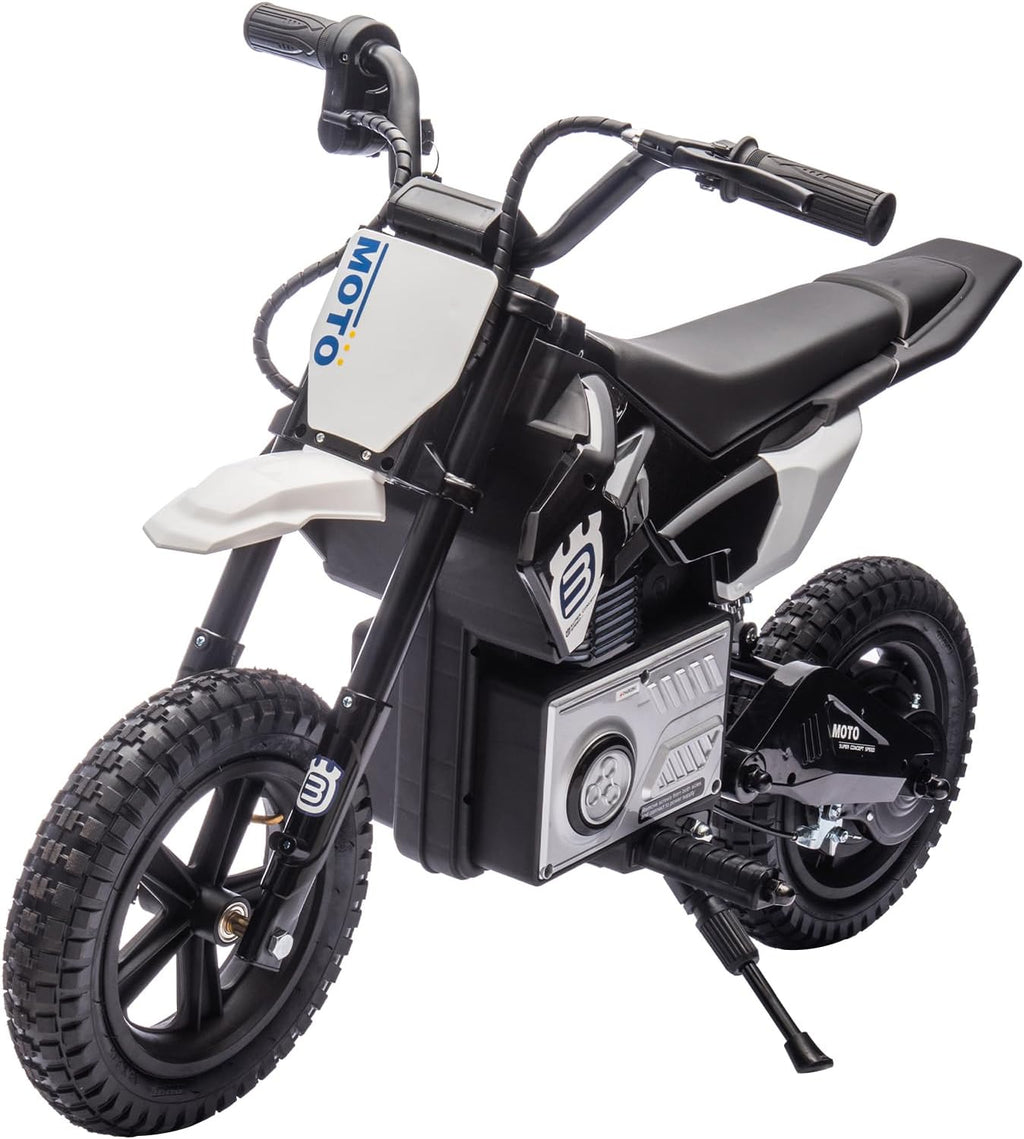 WEEROCK 24V Kids Electric Motorcycle 5+ Years Old, Child Ride On Electric Dirt Bike, Rear Shock Absorber, LED Breath Lamp, Bluetooth for Boys Girls Children Electria Toy Gift, Black