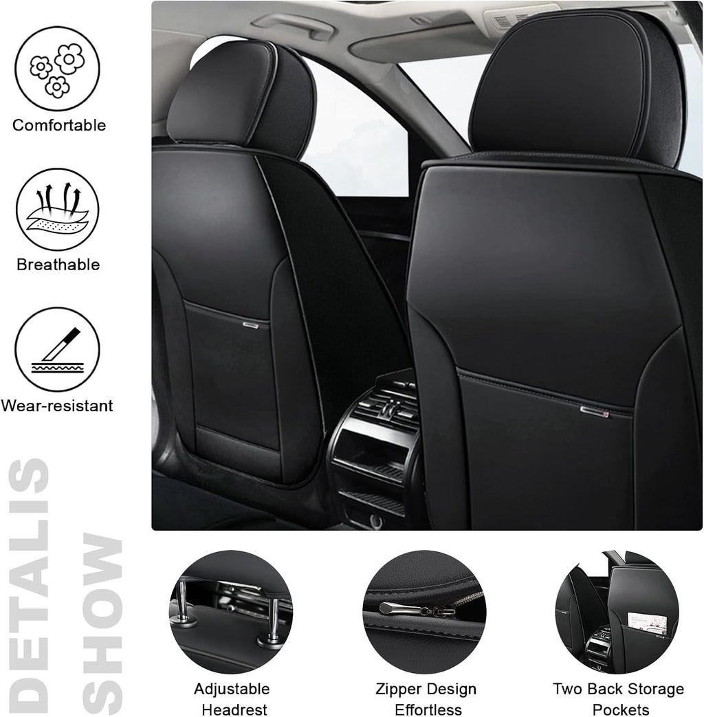 5 Car Seat Covers for Infiniti QX80 2000-2026 Breathable Leather,Waterproof Cars Seat Protectors with Comfort Headrest Pillows,Automotive Vehicle Cushion with Storage Pockets (Luxury,Brown)